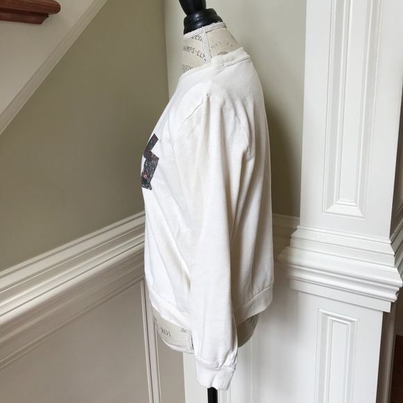 KISS Pull Over Sweatshirt Womens Medium Cream Animal Print Crew Neck Long Sleeve - Picture 8 of 11